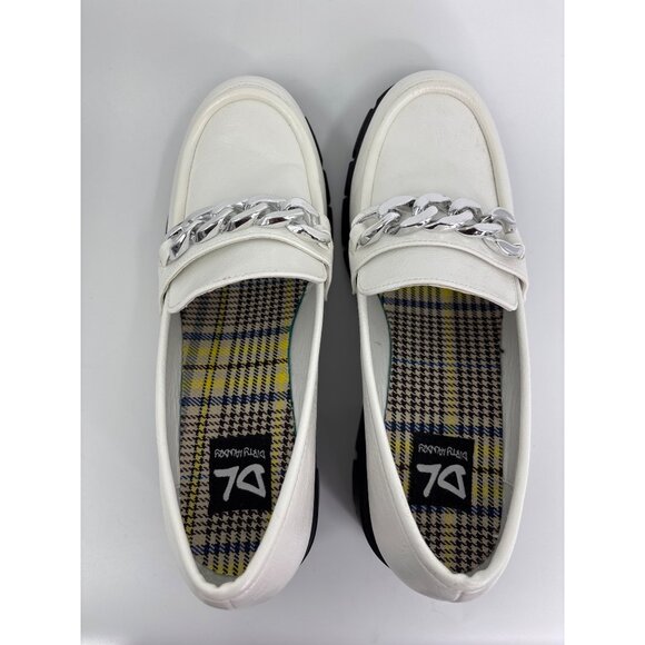Dirty Laundry Nirvana Lug Chunky 2.5" Heel Loafer Chain White 9M - Picture 6 of 8
